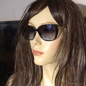 Nanette Lepore Black Cat Eye Metal Temple Sunglasses in BLACK 100% UV 400 *BNIP